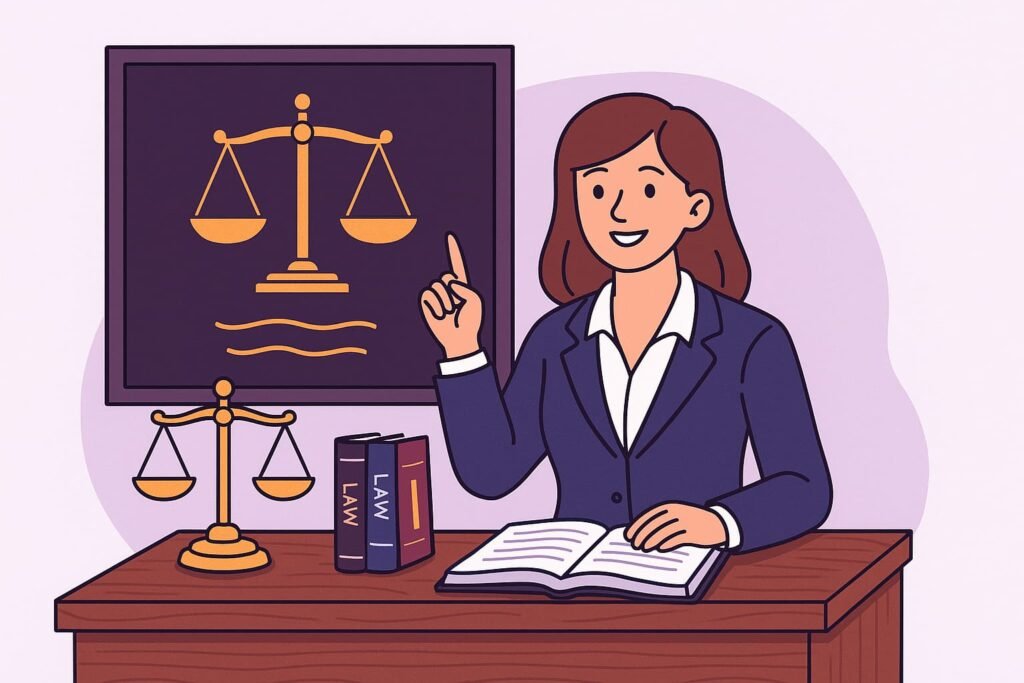 Law student working with cases and legal sources